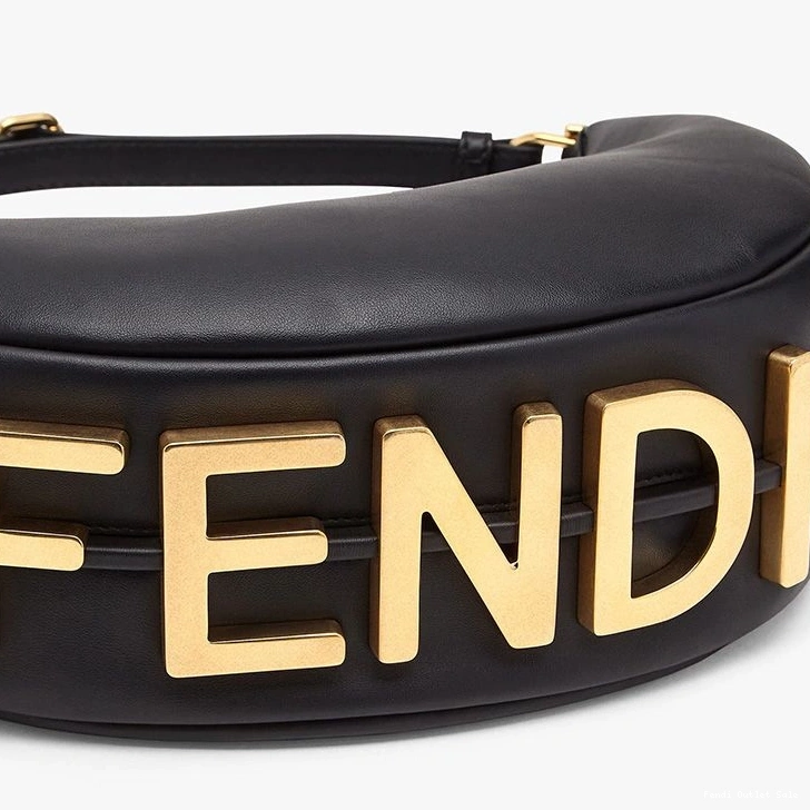Cheap Fendi Leather Small Bag In Fendigraphy Black Calf Hobo 0821